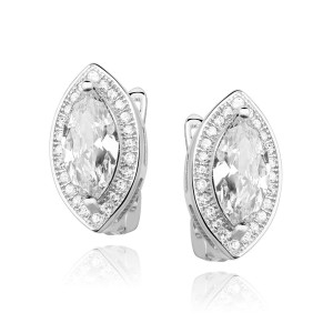 Cercei argint cu tortita si pietre DiAmanti Z0711DER_W-DIA (Argint 925‰ 3,5 g.)
